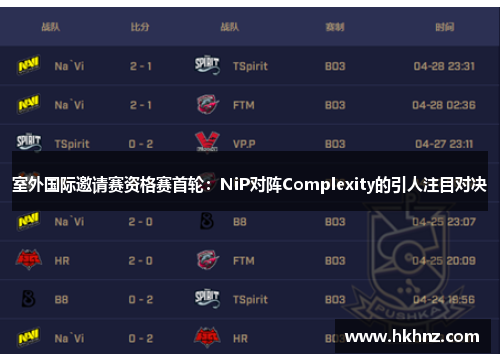 室外国际邀请赛资格赛首轮：NiP对阵Complexity的引人注目对决